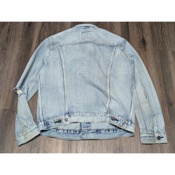 Levis‎ Distressed Denim Trucker Jacket Mens Size L Blue Jean - Picture 4 of 6